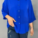 شومیز باکسی پارچه الیزه طرح دار