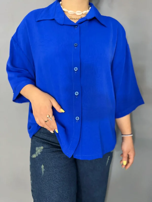 شومیز باکسی پارچه الیزه طرح دار - Image 1